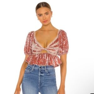 NEW Free People Yours Truly Velvet Peplum Top in Mauve sz S